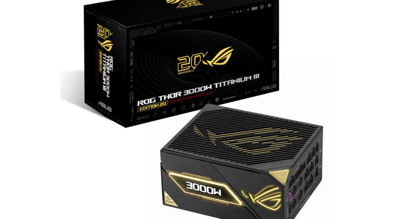 Asus Unveils ROG Thor 3000W Titanium III Edition 20 Power Supply For €999